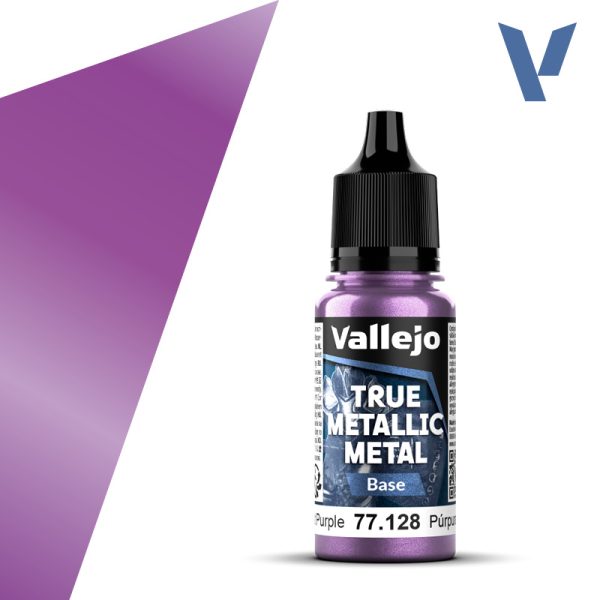 vallejo true metallic metal 77.128 Púrpura Amatista – Amethyst Purple 18ml Alto poder de cubrición para capas base, con acabado suave y homogéneo y gran capacidad auto-nivelante. Puedes mezclar los colores entre sí para conseguir nuevos tonos.