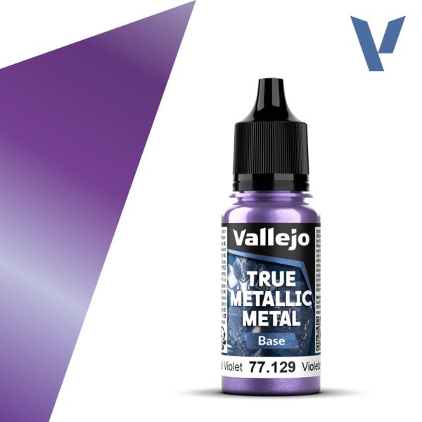 vallejo true metallic metal 77.129 Violeta Celestial – Celestial Violet 18ml Alto poder de cubrición para capas base, con acabado suave y homogéneo y gran capacidad auto-nivelante. Puedes mezclar los colores entre sí para conseguir nuevos tonos.