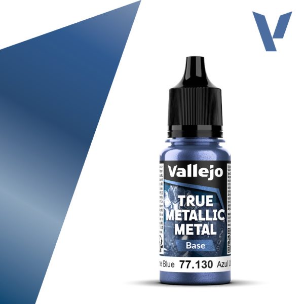 vallejo true metallic metal 77.130 Azul Ultramar – Ultramarine Blue 18ml Alto poder de cubrición para capas base, con acabado suave y homogéneo y gran capacidad auto-nivelante. Puedes mezclar los colores entre sí para conseguir nuevos tonos