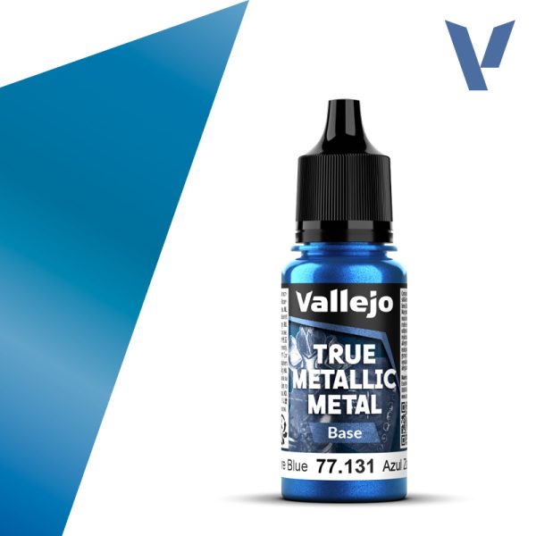 vallejo true metallic metal 77.131 Azul Zafiro – Saphire Blue 18ml Alto poder de cubrición para capas base, con acabado suave y homogéneo y gran capacidad auto-nivelante. Puedes mezclar los colores entre sí para conseguir nuevos tonos.