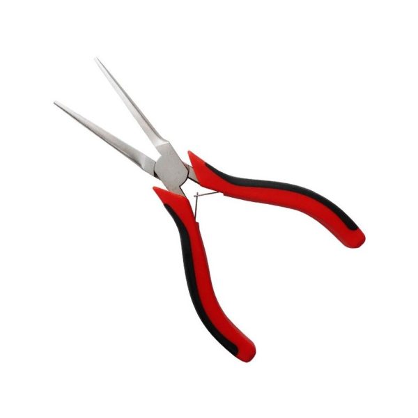 Dismoer Alicate Boca Cigüeña con Punta Larga 55mm Alicate con punta larga y lisa para uso en general en modelismo, manualidades, electrónica y artesanía. Mango de goma aislante y antideslizante. Longitud 150mm