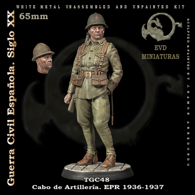 Cabo de Artillería EPR 1936-37 Figura de colección en metal blanco para montar y pintar. Época: Guerra Civil Española. Escultura Ramón Arredondo