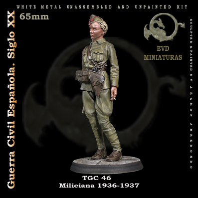 Miliciana 1936-37 Figura de colección en metal blanco para montar y pintar. Época: Guerra Civil Española. Escultura Ramón Arredondo