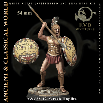 el viejo dragon Greek Hoplite Figura de colección en metal blanco para montar y pintar. Escultura Ramón Arredondo