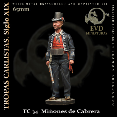 el viejo dragon Miñones de Cabrera Figura de colección en metal blanco para montar y pintar. Época: S.XIX dc, Guerras Carlistas