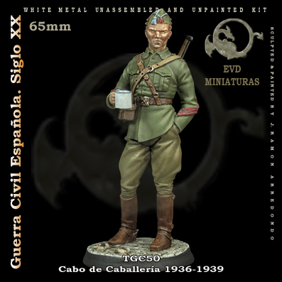 Cabo de Caballería 1936-39 Figura de colección en metal blanco para montar y pintar. Época: Guerra Civil Española. Escultura Ramón Arredondo