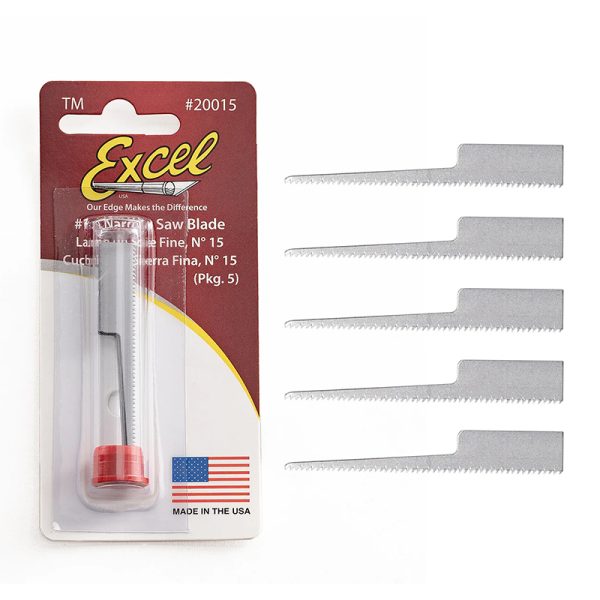 Excel nº15 Hoja Cutter de sierra fina (5uds.) Juego de 5 hojas suavemente dentadas para mango de cutter nº 1. Para trabajos en plástico, madera, etc. en áreas estrechas. Bilster: 5 Unidades.