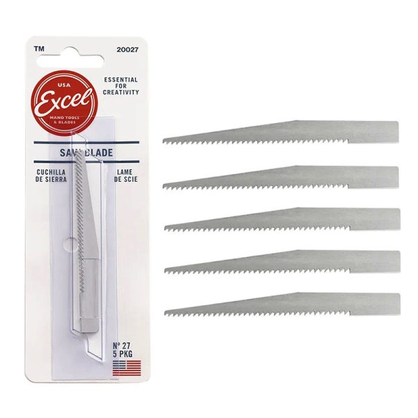 Excel nº27 Hoja Cutter de sierra (5uds.) Juego de 5 hojas suavemente dentadas para mango de cutter nº 2 y 5. Para trabajos en foam, linóleo, plástico, madera o goma. Bilster: 5 Unidades.