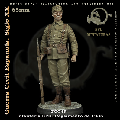 Infantería EPR Reglamento de 1936 Figura de colección en metal blanco para montar y pintar. Época: Guerra Civil Española. Escultura Ramón Arredondo
