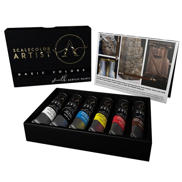 Basic Colors Set Set de 6 colores SCALECOLOR ARTIST, pinturas acrílicas cremosas premium especialmente para modelistas, artistas y pintores de miniaturas.