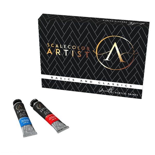 Basics and Classics Set Set de 12 colores Neón SCALECOLOR ARTIST, pinturas acrílicas cremosas premium especialmente para modelistas, artistas y pintores de miniaturas. Aptas para pincel y aerógrafo. Presentación ​​en tubos metálicos convencionales de 20ml.