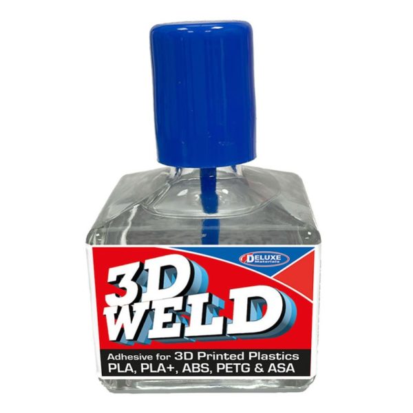 DELUXE AD94 3D Weld 40ml Adhesivo solvente de secado rápido para plásticos impresos en 3D. Crea una unión soldada resistente. Secado rápido en 4-5 segundos, manejable en 30-60 segundos. Presentación en botella de cristal con pincel aplicador de precisión.