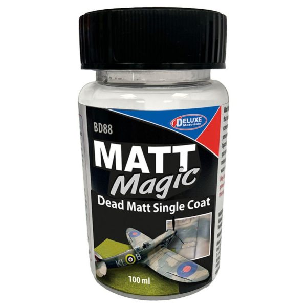 Deluxe BD88 Matt Magic 100ml Fluido fino con base al agua para crear un recubrimiento mate de alta calidad en una sola capa. Crea una capa fina que conserva todos los detalles y texturas de la maqueta.
