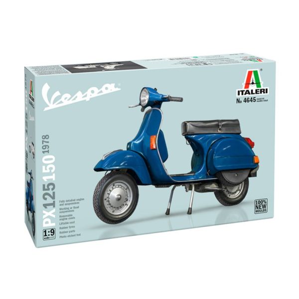 italeri 4645 Vespa PX 125/150, 1978 Kit en plástico para montar y pintar, incluye fotograbados. Motor y suspensión completamente detallados. 100% Moldes Nuevos.