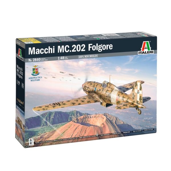 italeri 2840 Macchi MC.202 Folgore Kit en plástico para montar y pintar. Hoja de calcas con 6 decoraciones Regia Aeronautica 1942-43