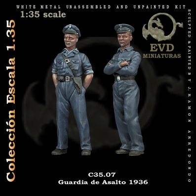 el viejo dragon c35.07 Guardias de asalto 1936 Figuras de colección en metal blanco para montar y pintar. Incluye 2 figuras de Guardias de asalto en España. Época: Guerra Civil Española.