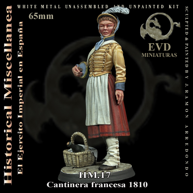 Cantinera francesa 1810 65mm Figura de colección en metal blanco para montar y pintar. Época: S.XIX dc. Escultura Ramón Arredondo